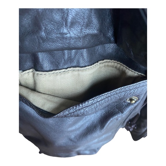 Vintage EDDIE BAUER Mens XL Brown Leather and Down winter zip jacket - Picture 9 of 16